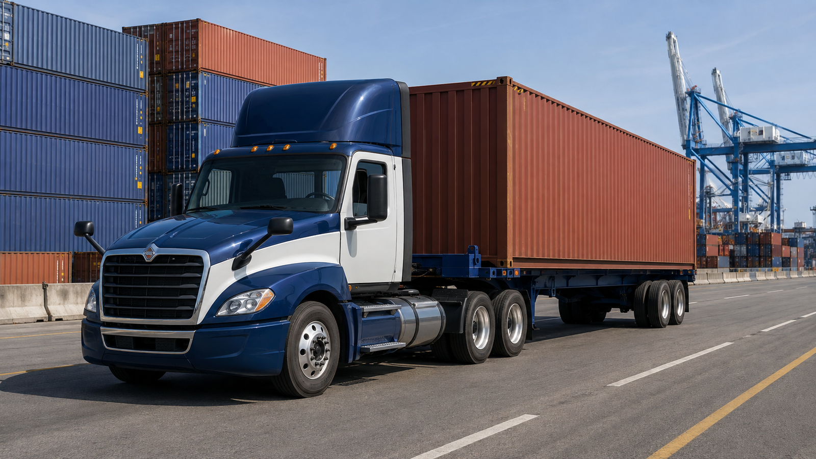 Drayage truck with container